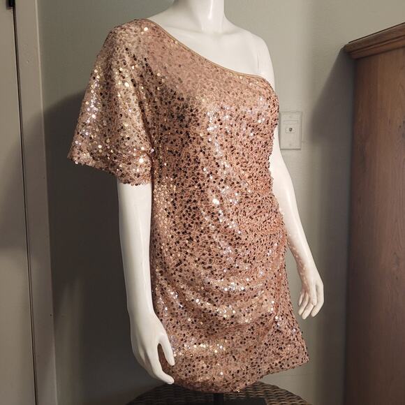Deb Shops Sequin Mini Dress Juniors 13 Mallcore Y2K Party Clubwear One Shoulder - Picture 2 of 12